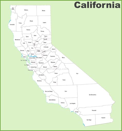 California County Map, List of Counties in California .